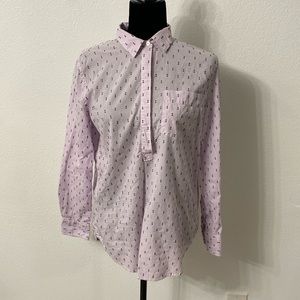 Gap Lavender and Black Arrowhead Print Micro Stripe Popover Tunic Size Small
